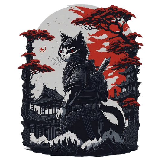 Set 12 bucati, Sticker decorativ, Pisica ninja, Rezistent la apa, NO4275, 6 cm, Multicolor