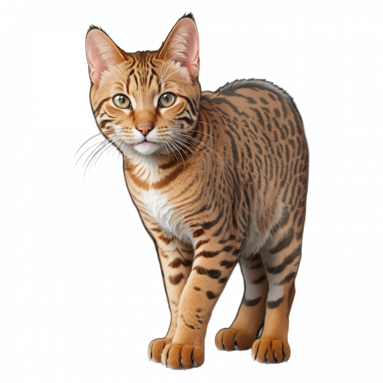 Set 12 bucati, Sticker decorativ, Pisica Ocicat, Rezistent la apa, NO3328, 6 cm, Multicolor