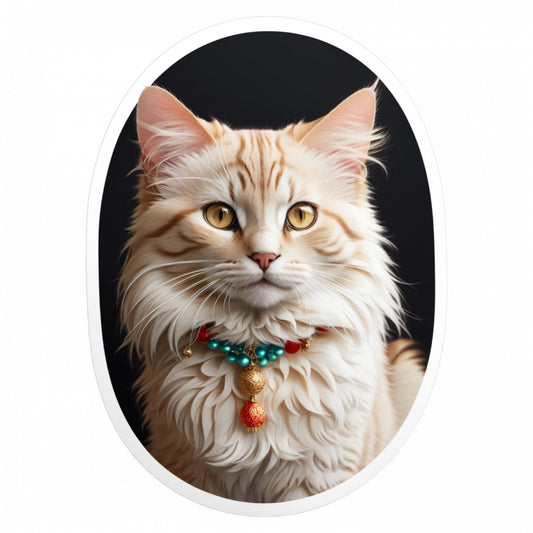 Set 12 bucati, Sticker decorativ, Pisica orientala cu par lung, Rezistent la apa, NO3338, 6 cm, Multicolor