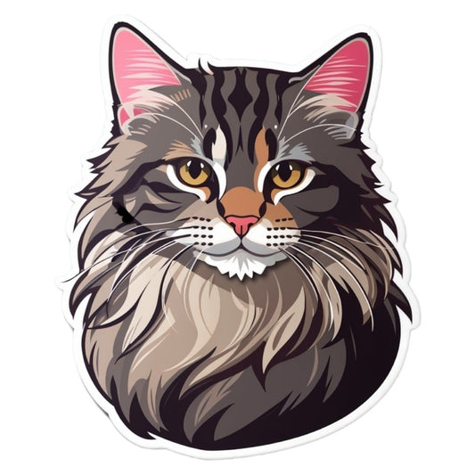 Set 12 bucati, Sticker decorativ, Pisica portret, Rezistent la apa, NO4466, 6 cm, Multicolor