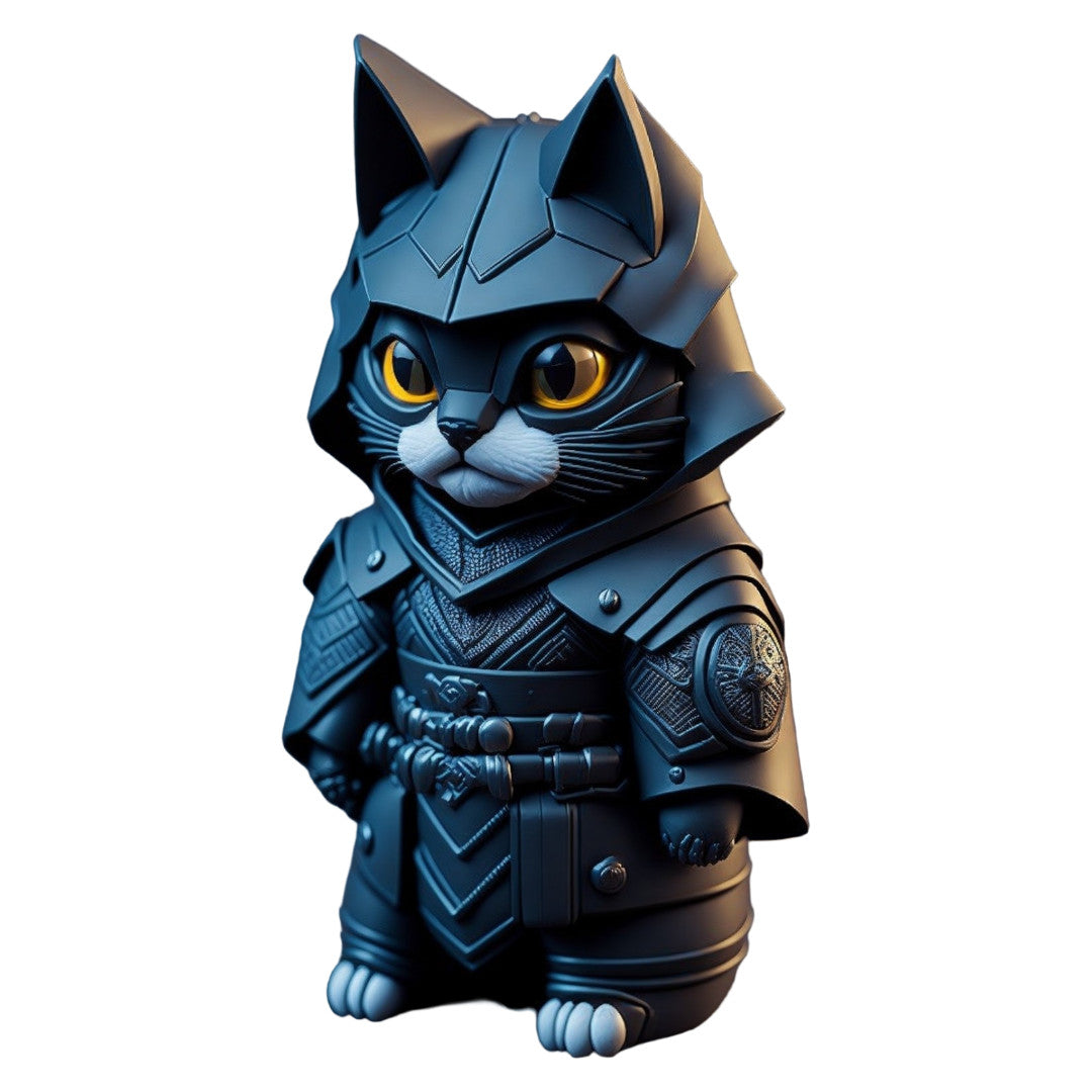 Set 12 bucati, Sticker decorativ, Pisica Samurai, Rezistent la apa, NO3810, 6 cm, Multicolor