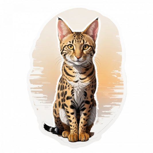 Set 12 bucati, Sticker decorativ, Pisica Savannah, Rezistent la apa, NO3522, 6 cm, Multicolor