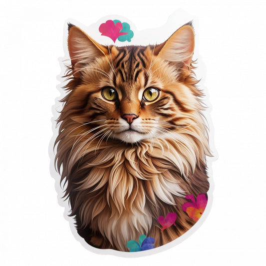 Set 12 bucati, Sticker decorativ, Pisica somali, Rezistent la apa, NO3601, 6 cm, Multicolor