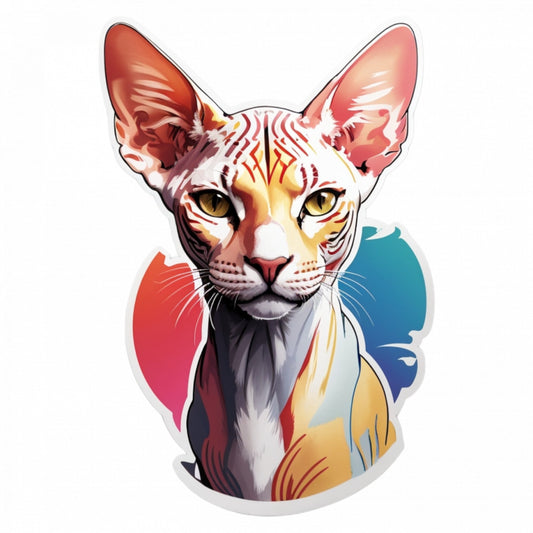 Set 12 bucati, Sticker decorativ, Pisica Sphynx, Rezistent la apa, NO3606, 6 cm, Multicolor
