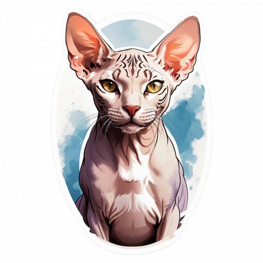 Set 12 bucati, Sticker decorativ, Pisica Sphynx, Rezistent la apa, NO3607, 6 cm, Multicolor