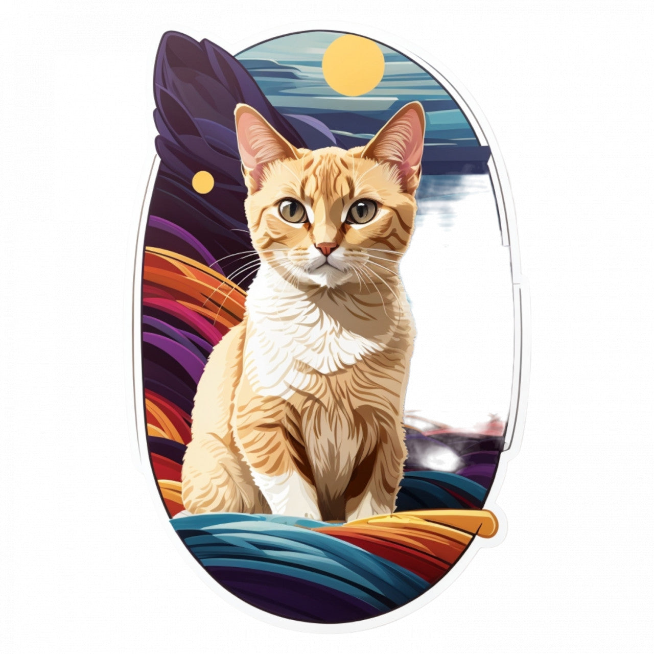 Set 12 bucati, Sticker decorativ, Pisica Tonkineza, Rezistent la apa, NO3660, 6 cm, Multicolor