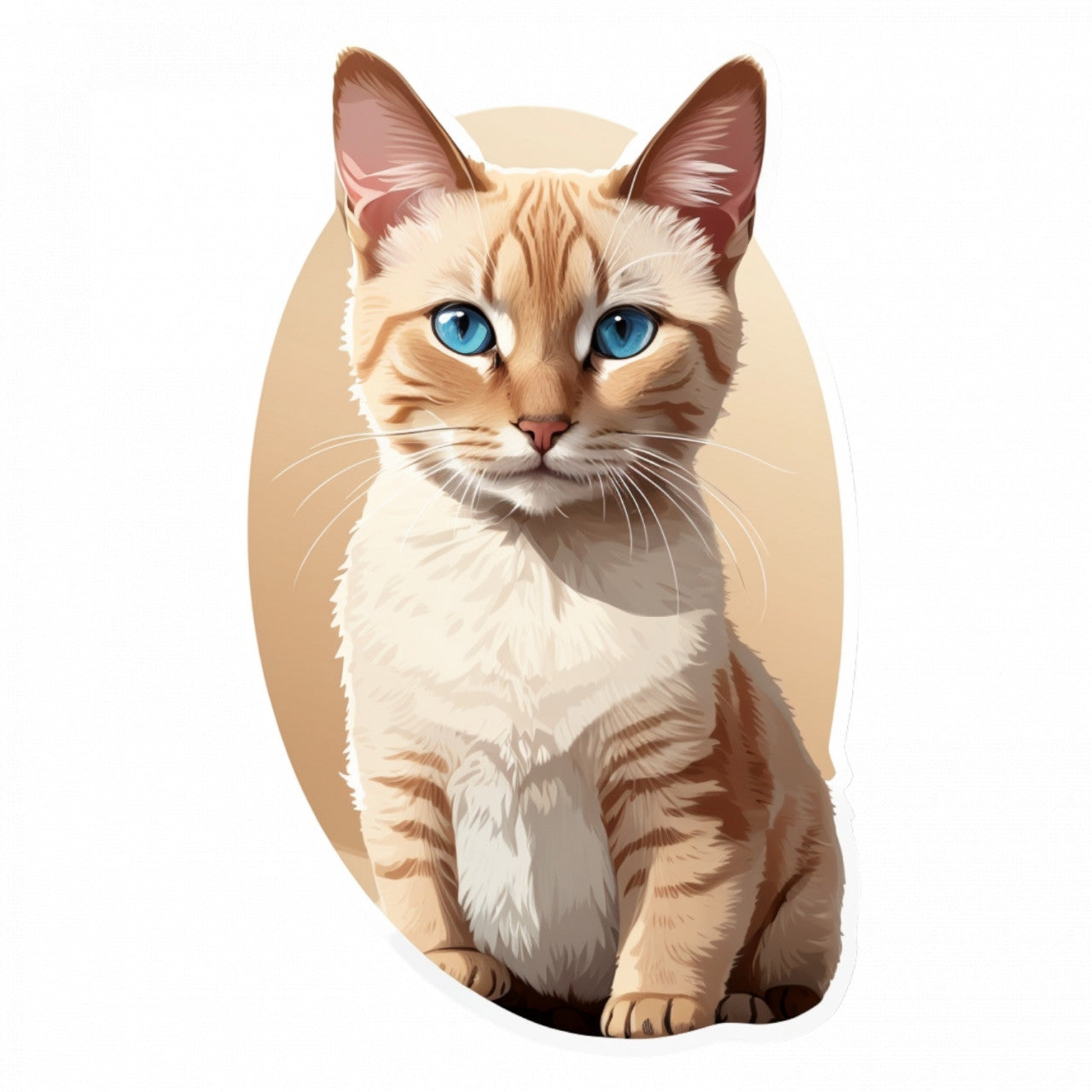 Set 12 bucati, Sticker decorativ, Pisica Tonkineza, Rezistent la apa, NO3663, 6 cm, Multicolor