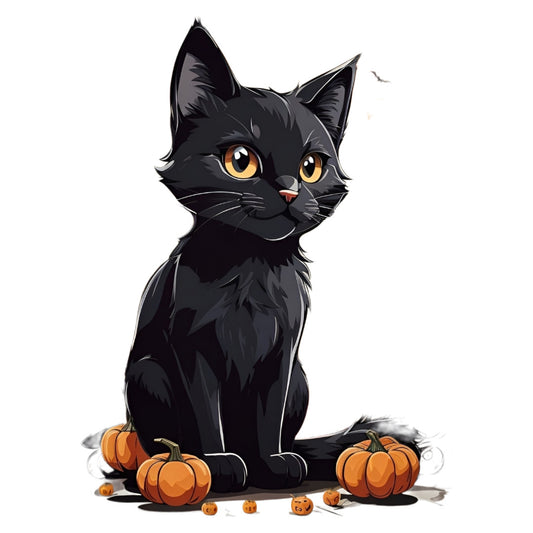 Set 12 bucati, Sticker decorativ, Pisicuta Halloween, Rezistent la apa, NO3786, 6 cm, Multicolor