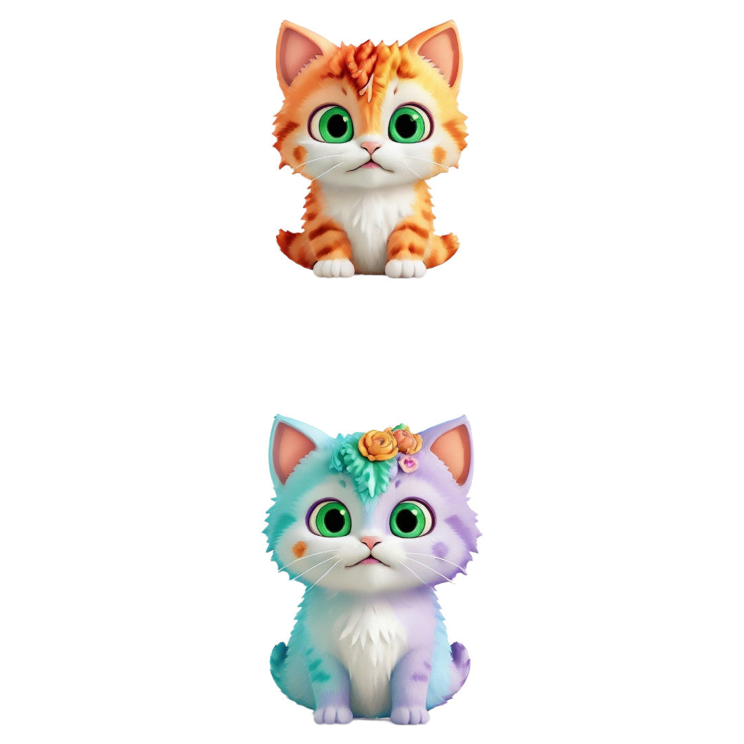 Set 12 bucati, Sticker decorativ, Pisoi atenti, Rezistent la apa, NO4244, 6 cm, Multicolor