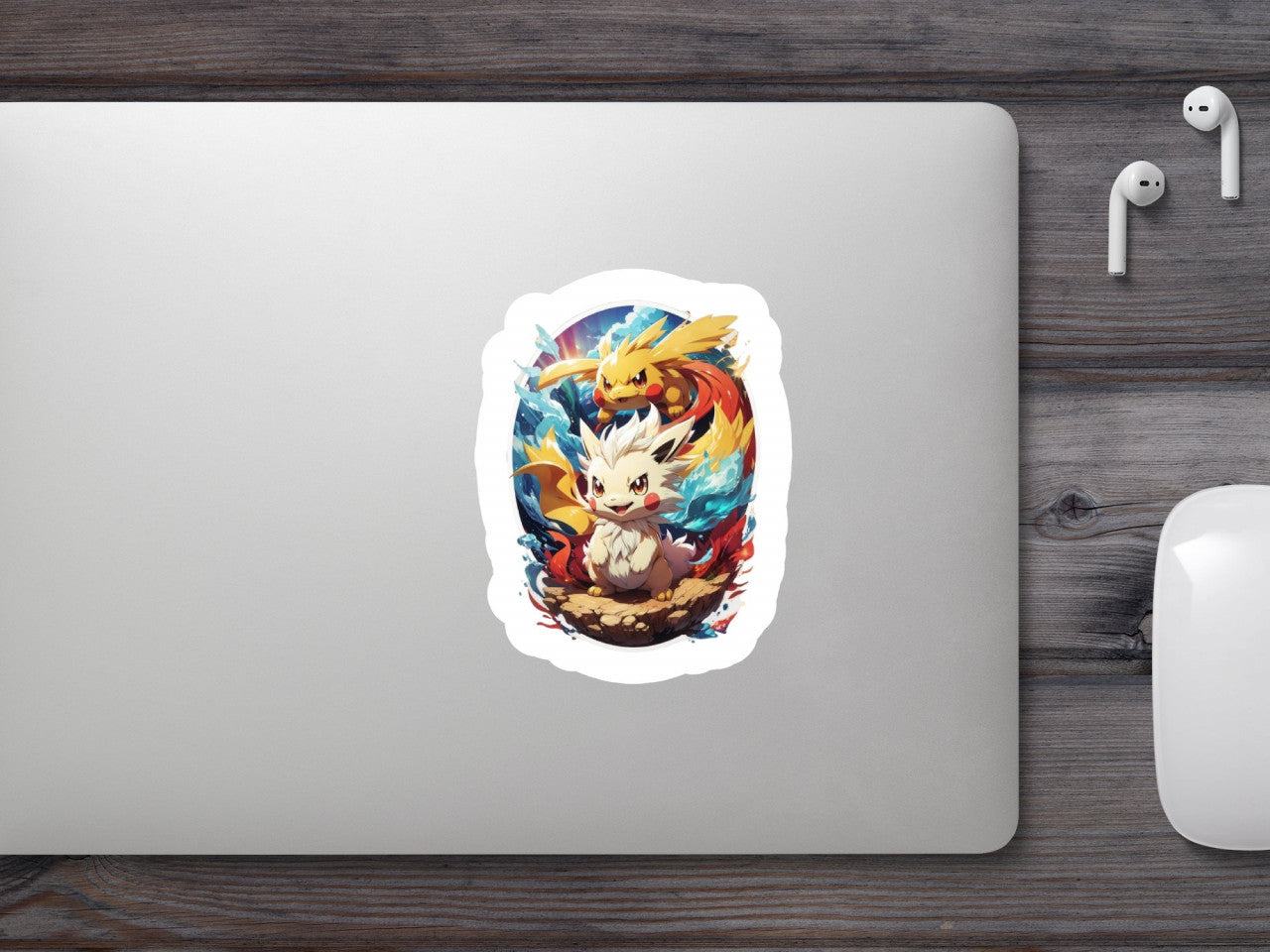 Set 12 bucati, Sticker decorativ, Pokemoni medalion, Rezistent la apa, NO4502, 6 cm, Multicolor
