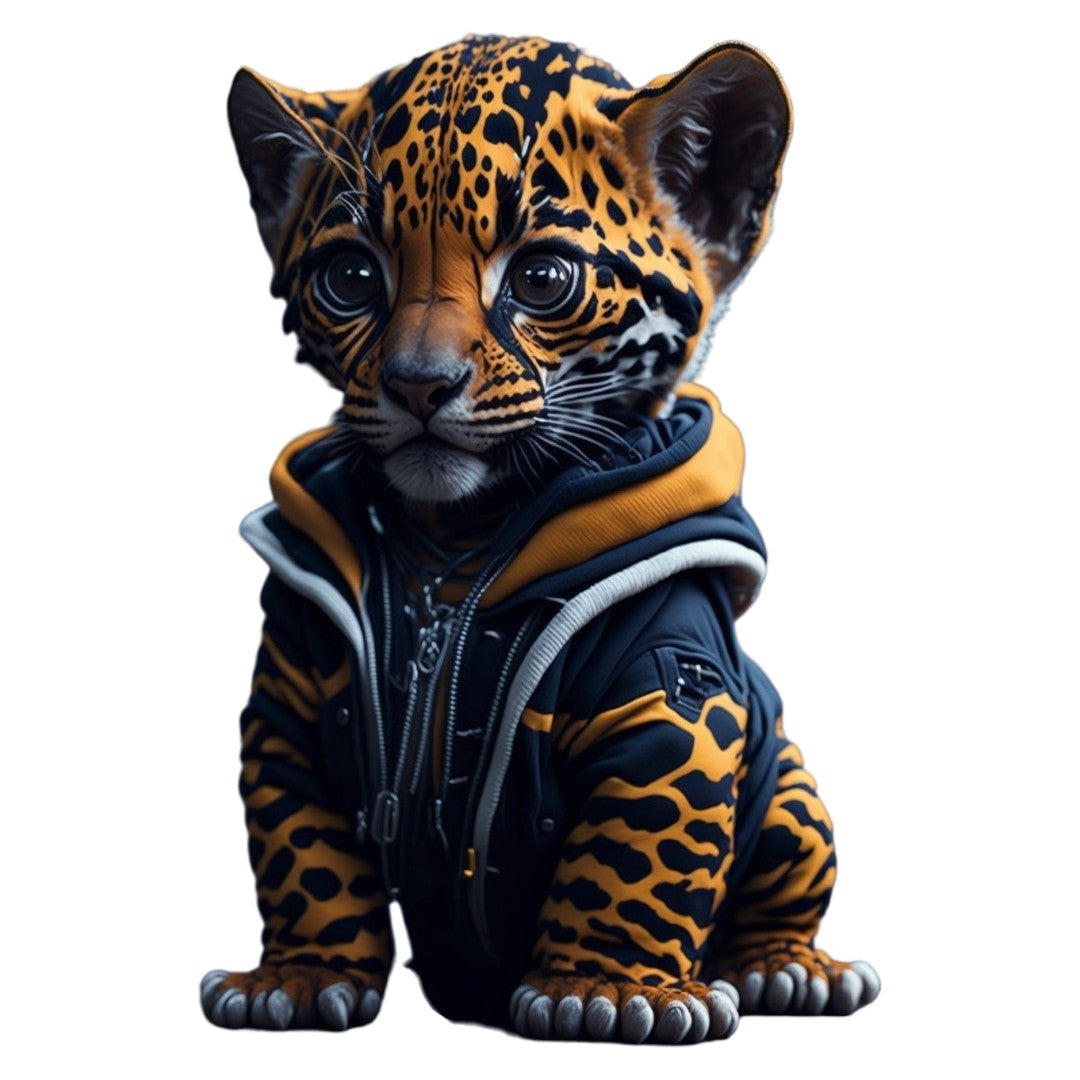 Set 12 bucati, Sticker decorativ, Puiul de jaguar, Rezistent la apa, NO3856, 6 cm, Multicolor