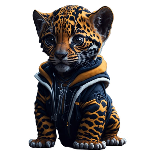 Set 12 bucati, Sticker decorativ, Puiul de jaguar, Rezistent la apa, NO3856, 6 cm, Multicolor