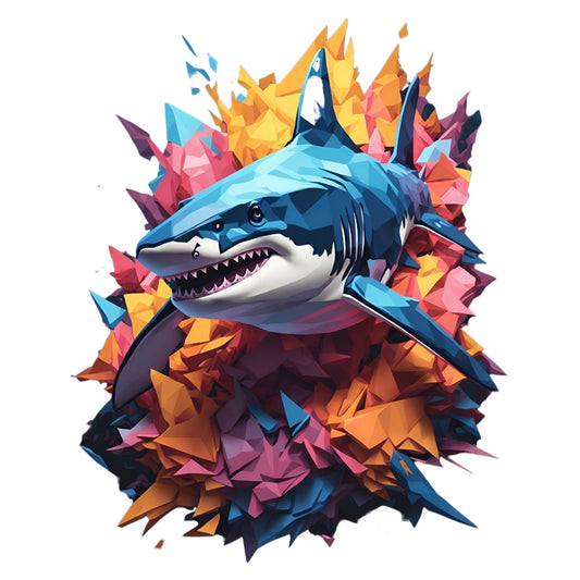 Set 12 bucati, Sticker decorativ, Rechin, Rezistent la apa, NO3931, 6 cm, Multicolor