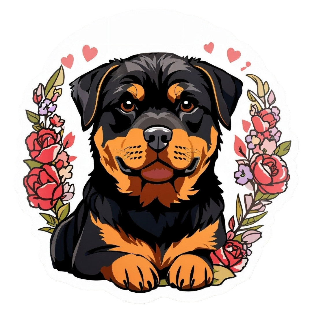 Set 12 bucati, Sticker decorativ, Rottweiler, Rezistent la apa, NO4192, 6 cm, Multicolor