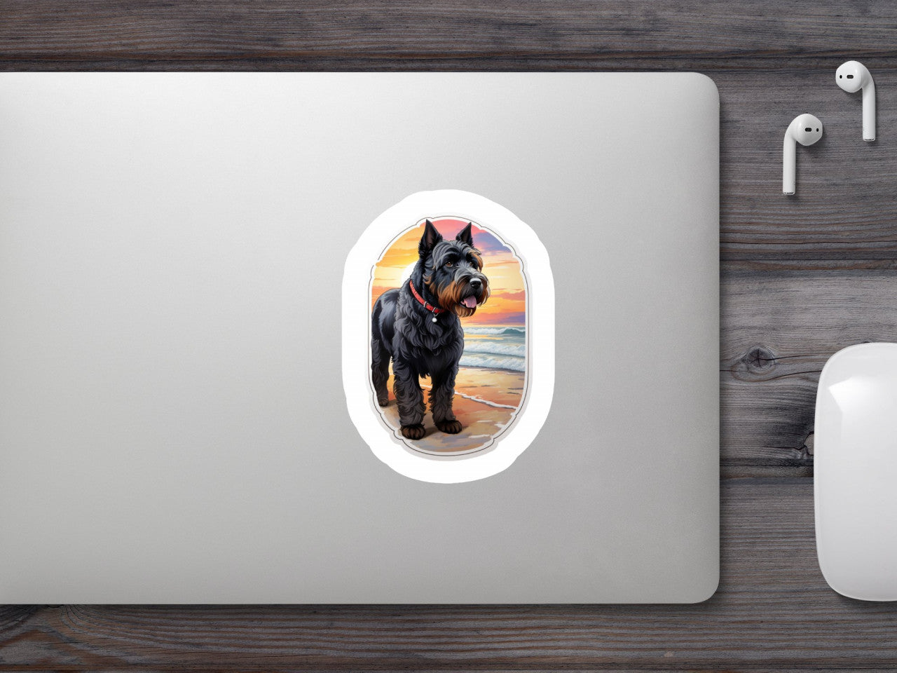 Set 12 bucati, Sticker decorativ, Schnauzer urias, cu zgarda, Rezistent la apa, NO2974, 6 cm, Multicolor