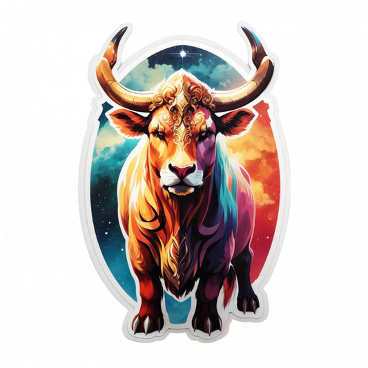 Set 12 bucati, Sticker decorativ, Taur simbol zodia taur, Rezistent la apa, NO3633, 6 cm, Multicolor