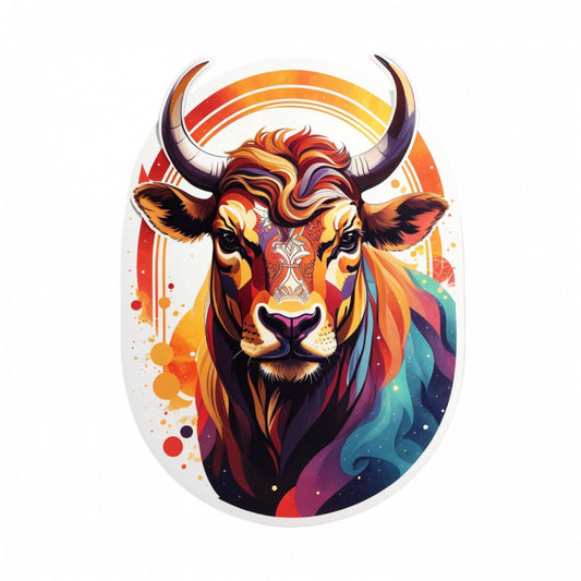 Set 12 bucati, Sticker decorativ, Taur simbol zodia taur, Rezistent la apa, NO3638, 6 cm, Multicolor