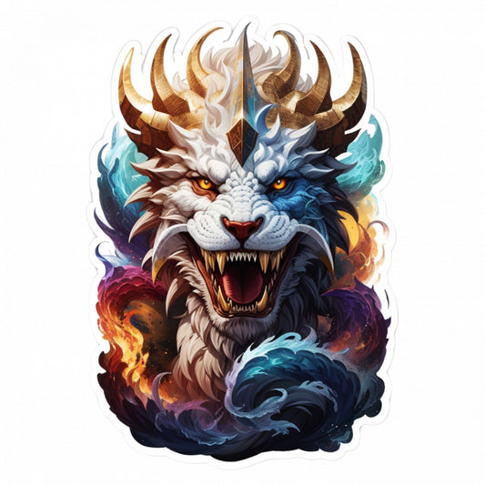 Set 12 bucati, Sticker decorativ, Typhon cu colti personaj mitologic, Rezistent la apa, NO3683, 6 cm, Multicolor