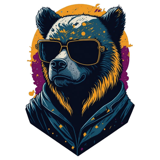 Set 12 bucati, Sticker decorativ, Ursul cool, Rezistent la apa, NO3838, 6 cm, Multicolor