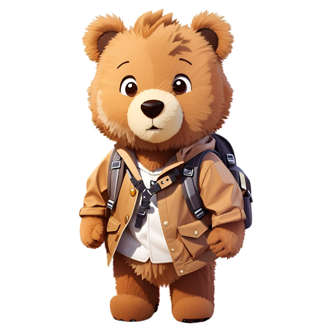 Set 12 bucati, Sticker decorativ, Ursul cu rucsac in spate, Rezistent la apa, NO4270, 6 cm, Multicolor