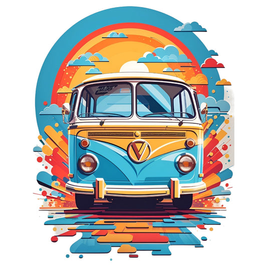 Set 12 bucati, Sticker decorativ, Van life, Rezistent la apa, NO3828, 6 cm, Multicolor