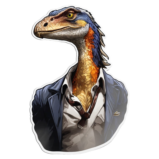 Set 12 bucati, Sticker decorativ, Velociraptor cu cap mic, Rezistent la apa, NO4307, 6 cm, Multicolor