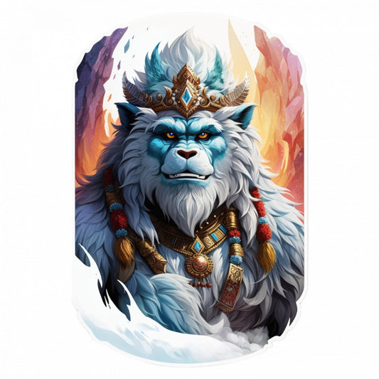 Set 12 bucati, Sticker decorativ, Yeti cu coroana, Rezistent la apa, NO3742, 6 cm, Multicolor