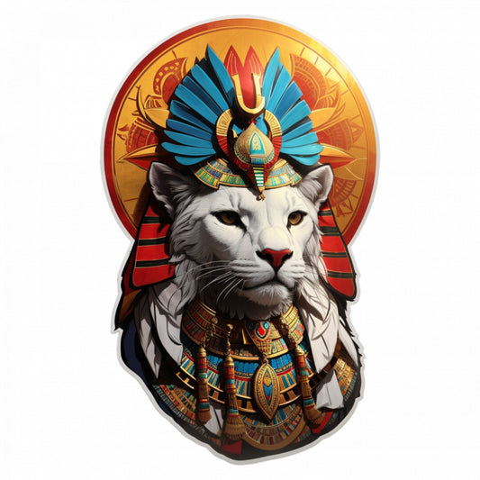 Set 12 bucati, Sticker decorativ, Zeu egiptean Sekhmet, Rezistent la apa, NO3539, 6 cm, Multicolor