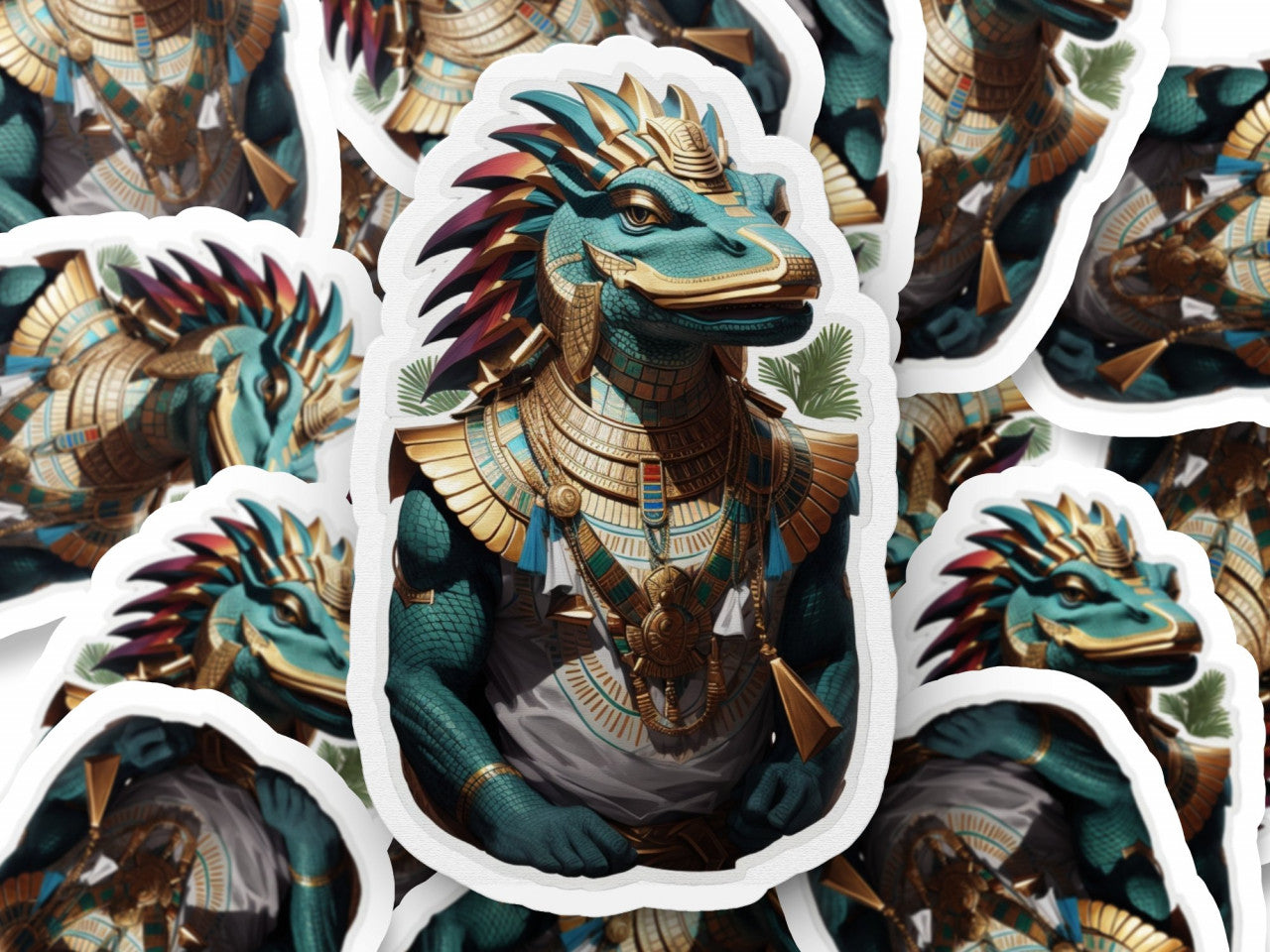 Set 12 bucati, Sticker decorativ, Zeu egiptean Sobek, Rezistent la apa, NO3599, 6 cm, Multicolor