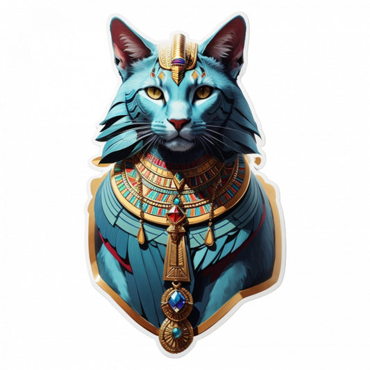 Set 12 bucati, Sticker decorativ, Zeul egiptean Bastet, Rezistent la apa, NO2423, 6 cm, Multicolor