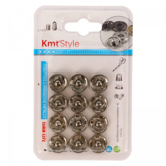 Set 12 capse din metal, pentru haine, NO25, 15 mm, Argintiu