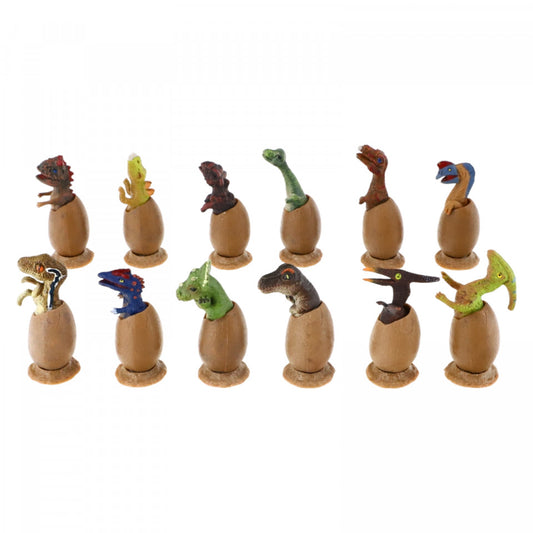 Set 12 figurine, Dinozauri in ou, NO54, 6 cm, Multicolor