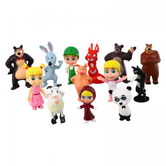Set 13 figurine, Masha si Ursul, NO768, 6 cm, Multicolor