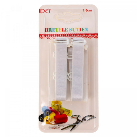 Set 2 bretele ajustabile pentru sutien, 1.5 cm, Alb