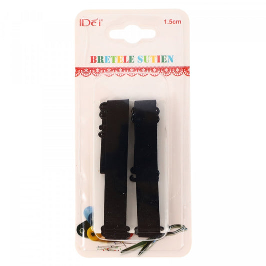 Set 2 bretele ajustabile pentru sutien, 1.5 cm, Negru
