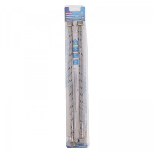 Set 2 buc, Racord flexibil , Inox, 40 cm, 1/2''x 1/2'', Argintiu