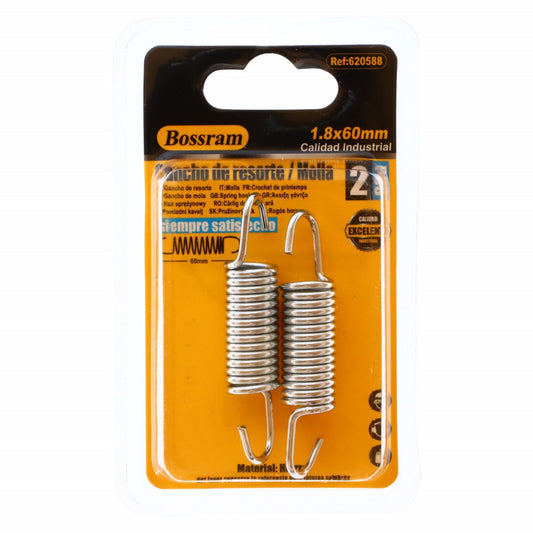 Set 2 bucati, Arcuri spiralate de compresie si extensie, 1.8 x 60 mm, Argintiu