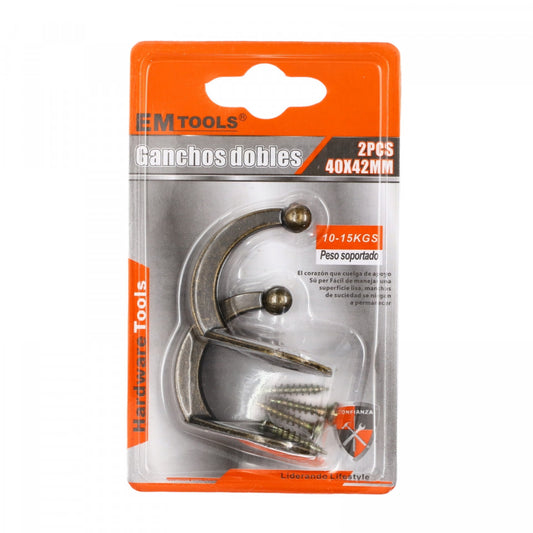 Set 2 bucati, Cuier din metal, sustinere 10-15 kg, 4 x 4.2 cm, Auriu antic