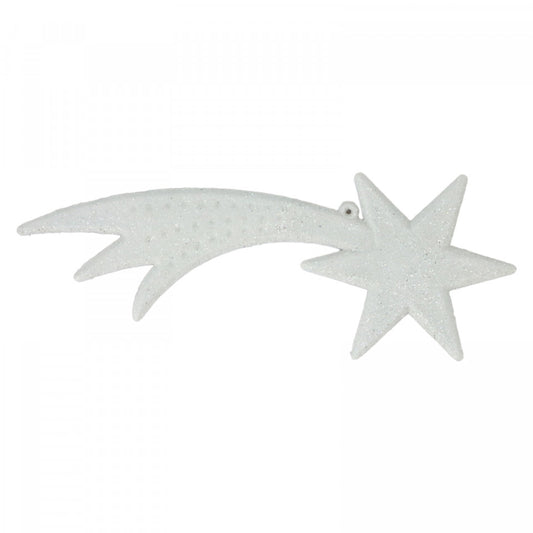 Set 2 bucati, Decoratiune Brad de Craciun, Cometa Craciunului, NO261, 7.5 x 17.4 cm, Alb