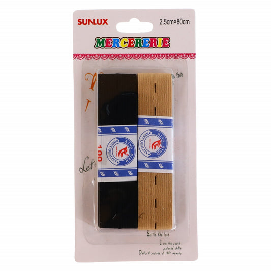 Set 2 bucati, Elastic de croitorie perforat,, NO332, 2.5 x 80 cm, Multicolor