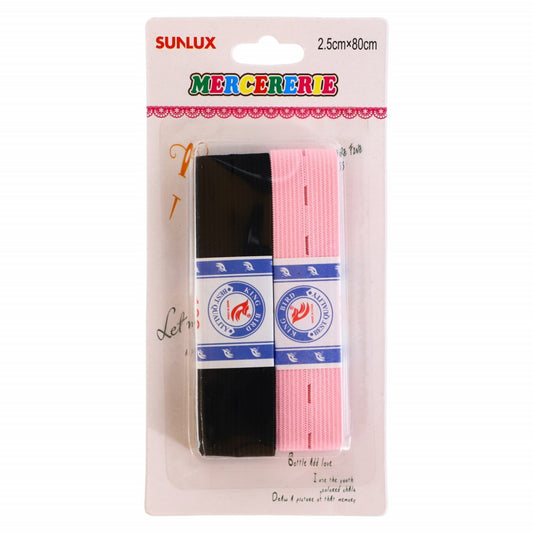 Set 2 bucati, Elastic de croitorie perforat,, NO333, 2.5 x 80 cm, Multicolor