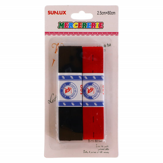 Set 2 bucati, Elastic de croitorie perforat,, NO337, 2.5 x 80 cm, Multicolor