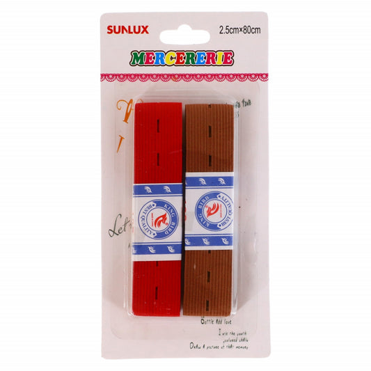 Set 2 bucati, Elastic de croitorie perforat,, NO338, 2.5 x 80 cm, Multicolor