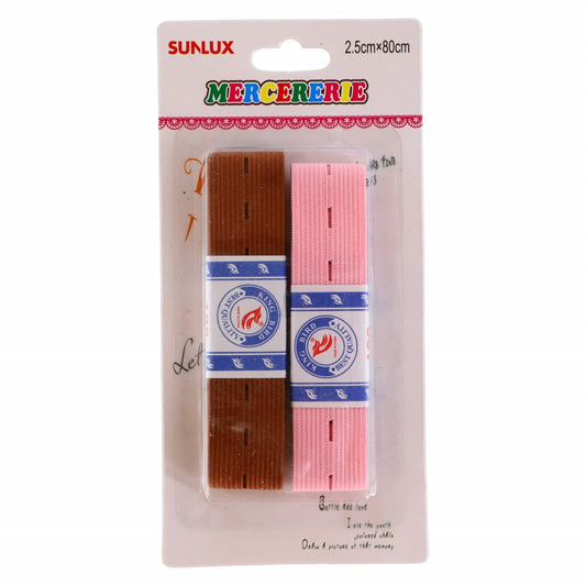 Set 2 bucati, Elastic de croitorie perforat,, NO339, 2.5 x 80 cm, Multicolor