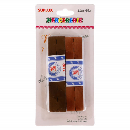 Set 2 bucati, Elastic de croitorie perforat,, NO342, 2.5 x 80 cm, Multicolor