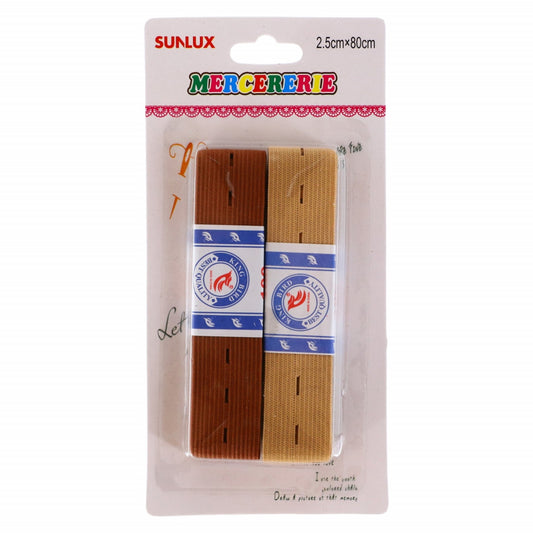 Set 2 bucati, Elastic de croitorie perforat,, NO343, 2.5 x 80 cm, Multicolor