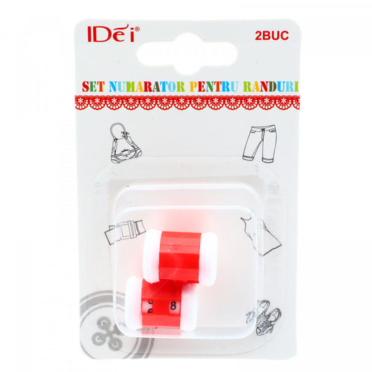 Set 2 bucati, Numarator de randuri pentru tricotat, Rosu