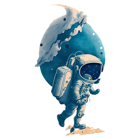 Set 2 bucati, Sticker decorativ, Astronaut pe luna, Rezistent la apa, NO6160, 16 cm, Multicolor