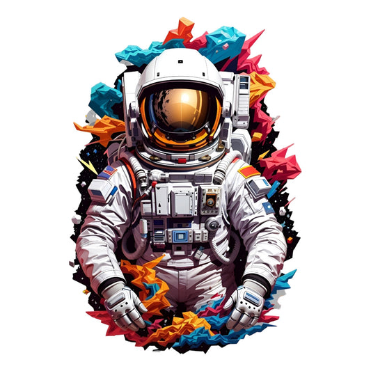 Set 2 bucati, Sticker decorativ, Astronaut, Rezistent la apa, NO6337, 16 cm, Multicolor