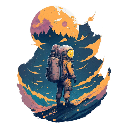 Set 2 bucati, Sticker decorativ, Astronautul din padure, Rezistent la apa, NO6158, 16 cm, Multicolor